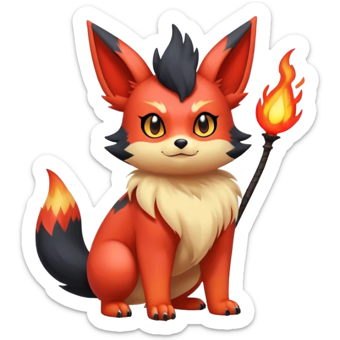 Cool cute edgy kawaii Quilava-Litten-Flareon-animal-creature-hybrid full body sticker