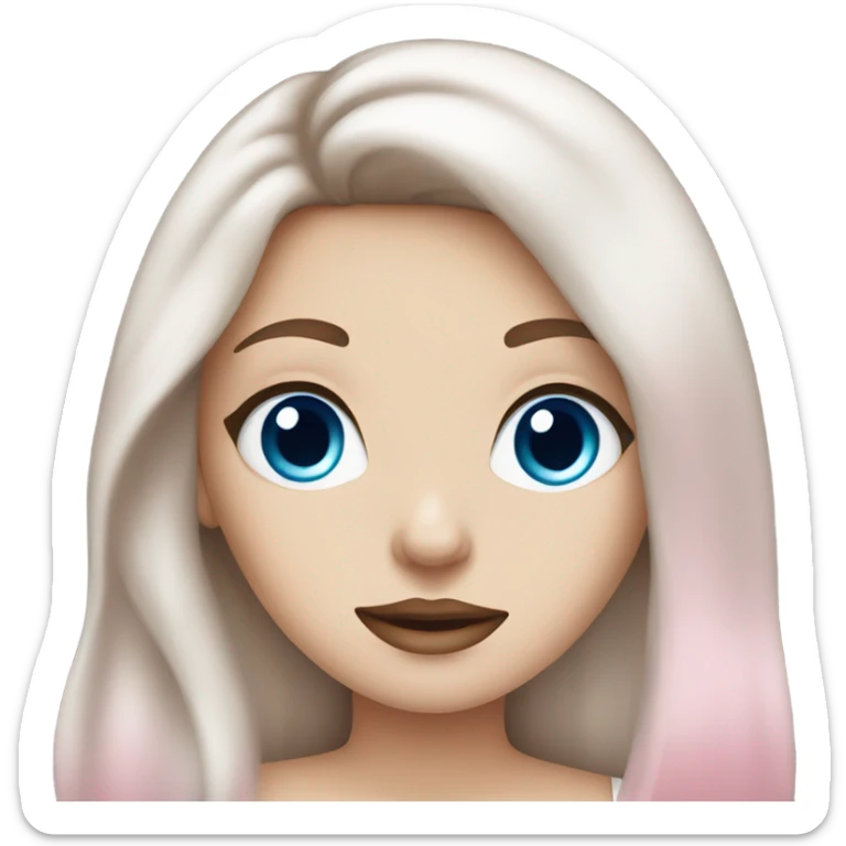 White girl with brown hair and blue eyes and pink lips  sticker