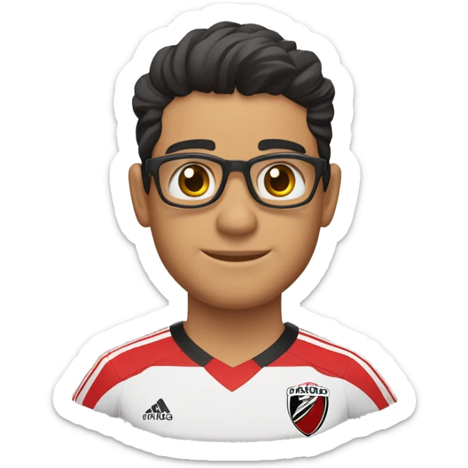 Menino moreno, cabelos partido para o lado liso preto, usando óculos, olhos castanhos com camisa do flamengo  sticker