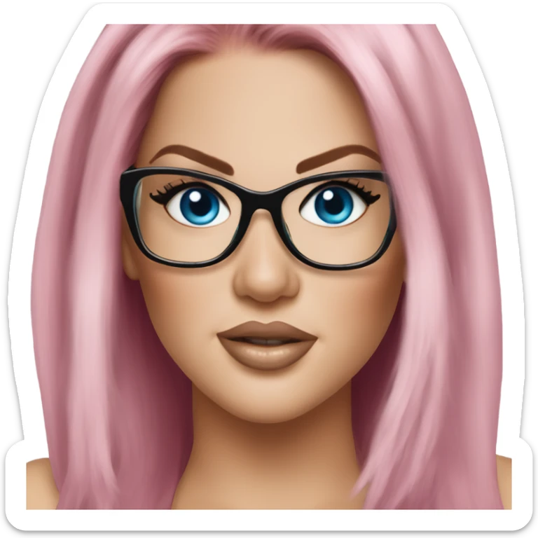 Photo Realistic khloe kardashian stylish pink hair BLUE eyes and glasses elegant  sticker