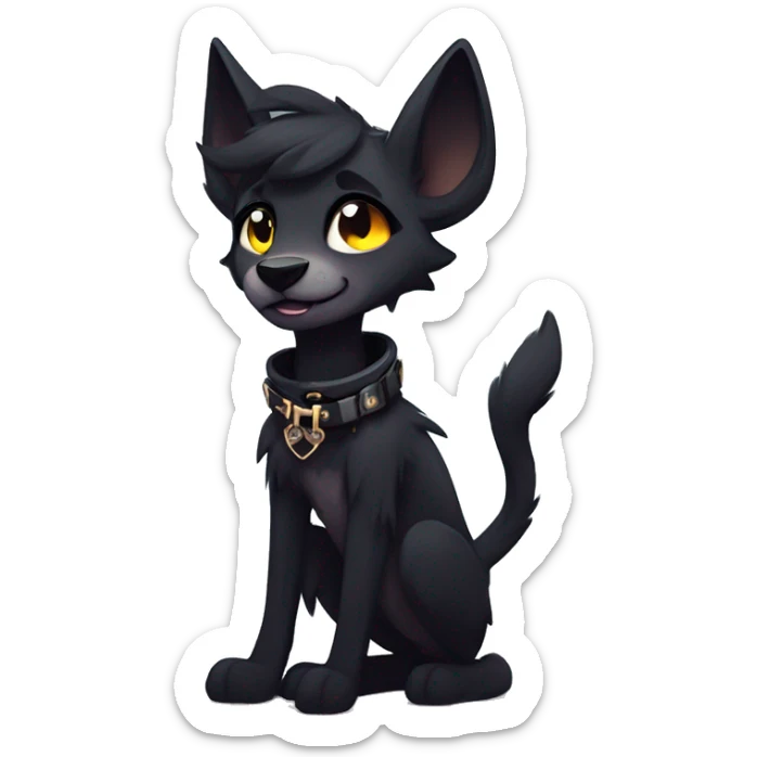 cool edgy dark animal fursona by griffsnuff & LiLaiRa & Falvie with badass colors and a collar full body sticker