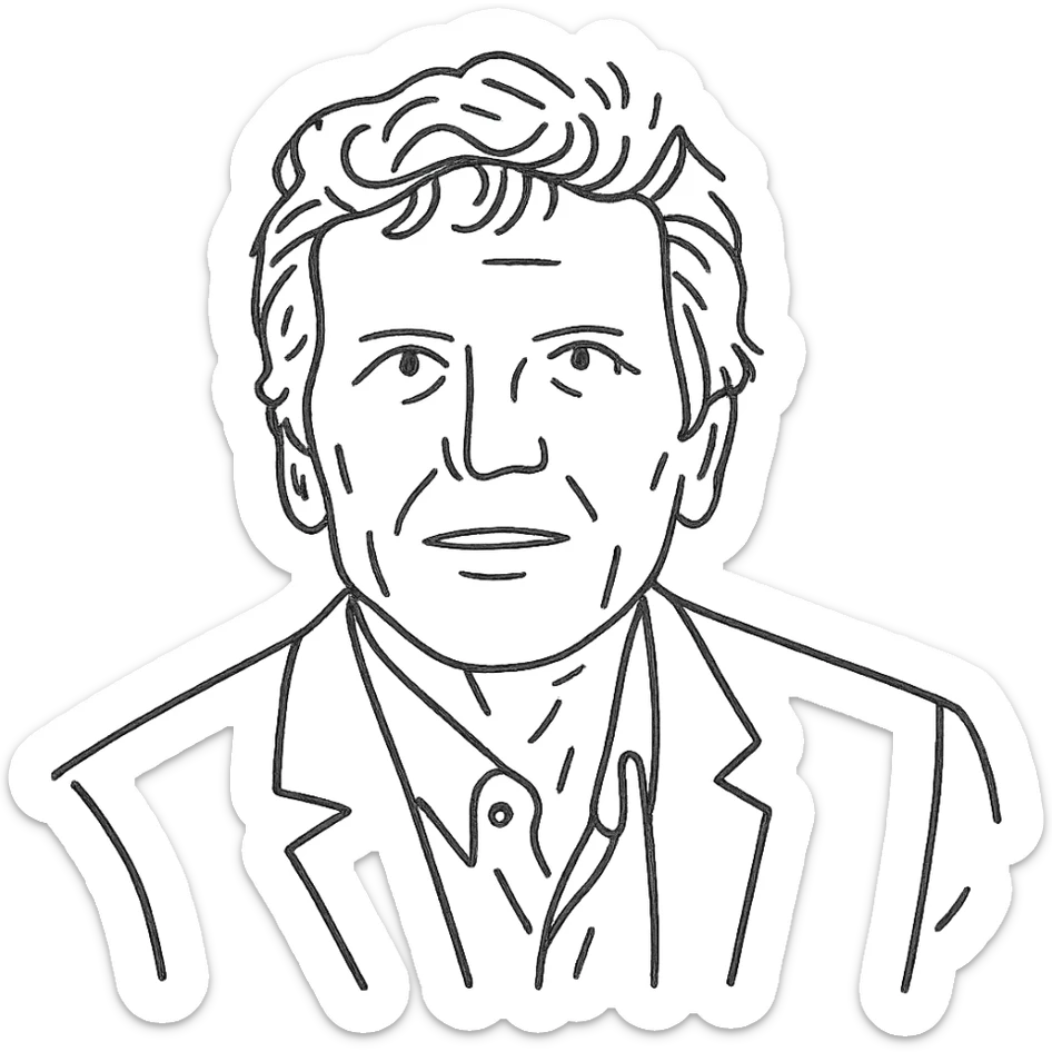 a black outline portrait based on this image of Hartmut Rosa sticker