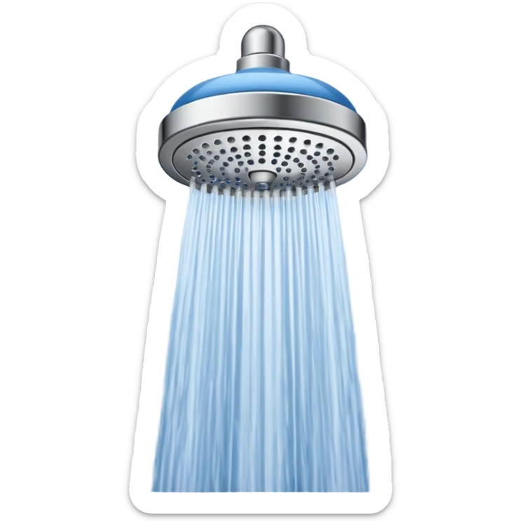 “Flat icon-style emoji of a wall-mounted shower head, blue and gray tones, clean vector design” sticker