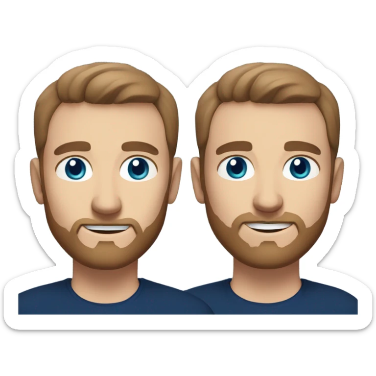 irish man blue eyes, brown short receding hair and short beard, wearing a smart navy blue jumper. sticker