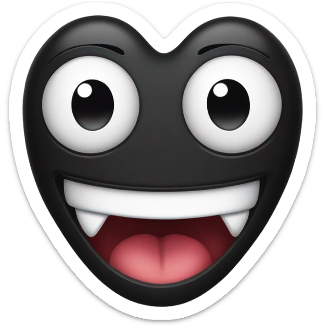 Black smiley face drooling with tongue out and heart eyes sticker