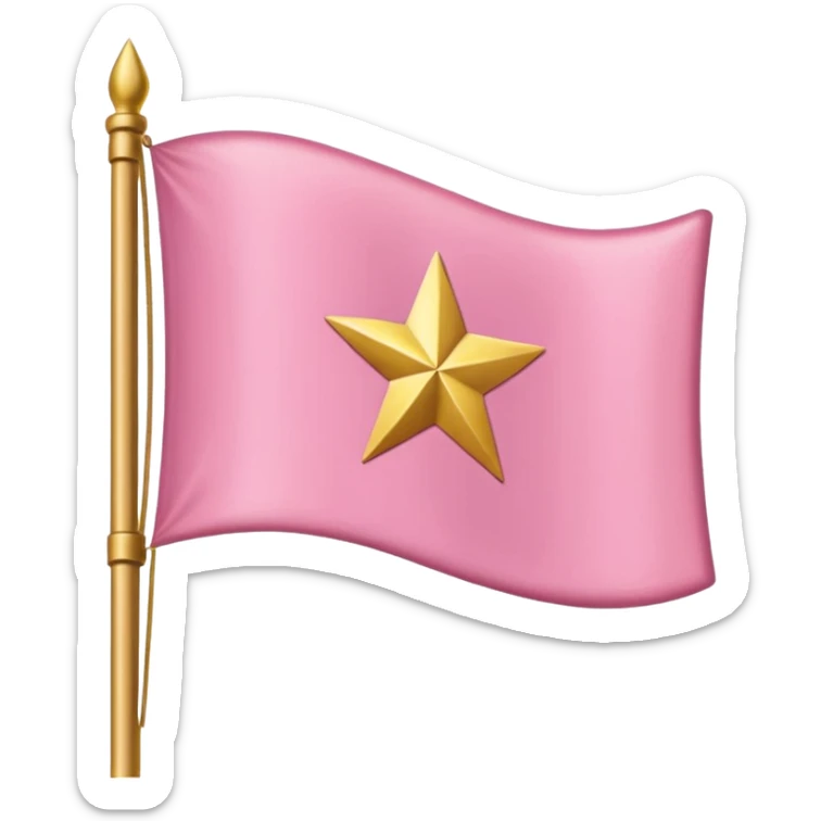 Pink and gold flag, the flag is light pink but there is a gold pretty simbol sticker