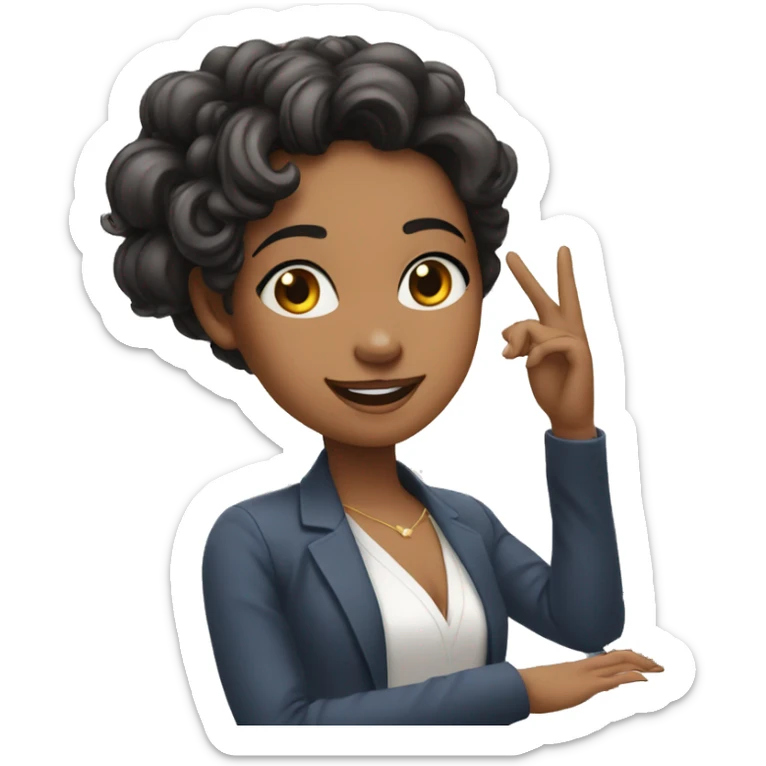 Extremely beautiful young pianist woman who makes heart shapes with her fingers sticker