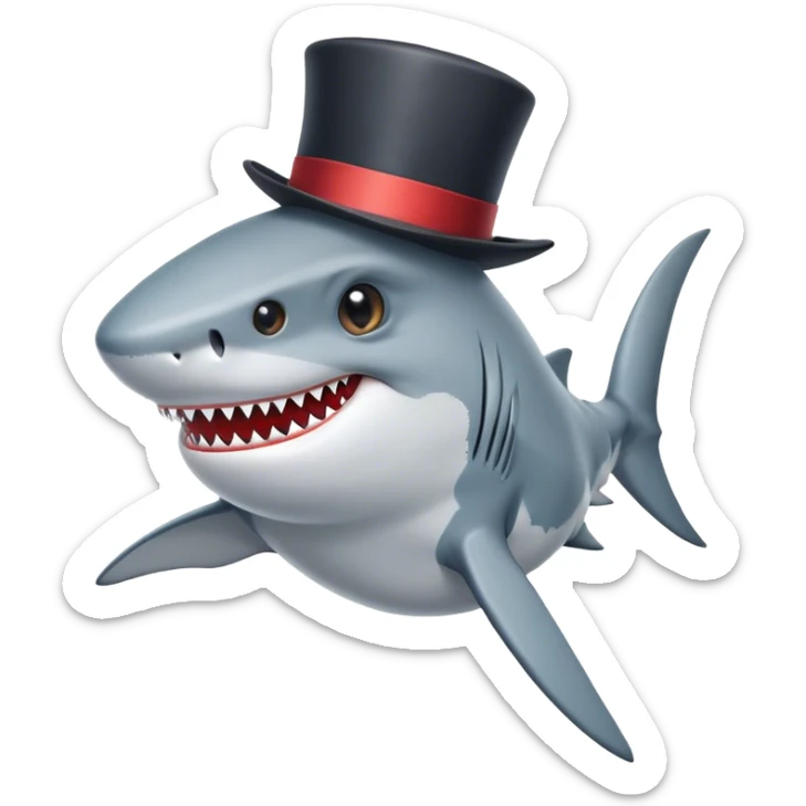 Shark with a top hat sticker