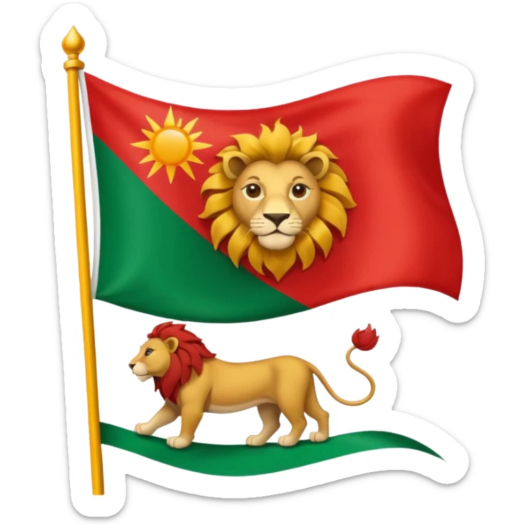 Small Lion and sun logo at the middle of flag in the red white and green flag(up to down ) sticker