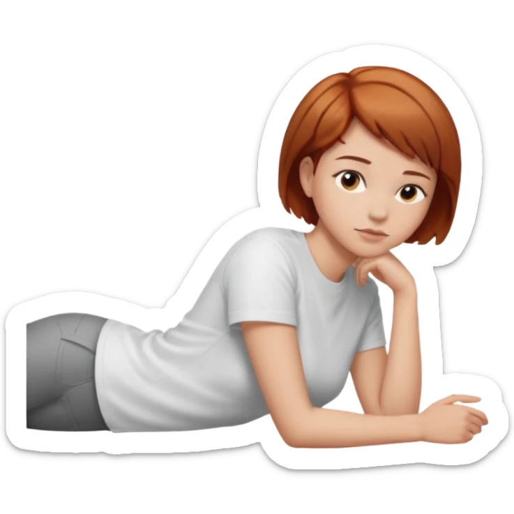 a woman, alone, short hair, light skin, auburn hair, laying on her side, facing away. do not include other people, faces, or characters sticker