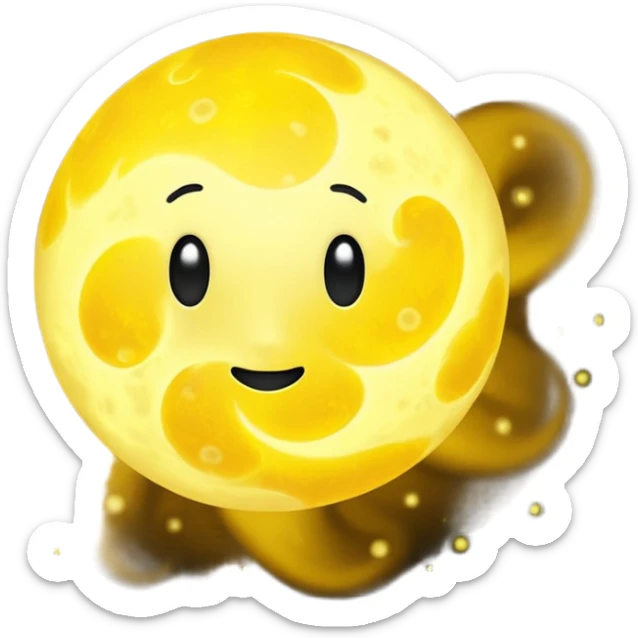 yellow ball of light emoji, covered in swirling gases, mottled by dark sunspots and bright granules from convective currents, radiant, simple and round, no face, no text sticker