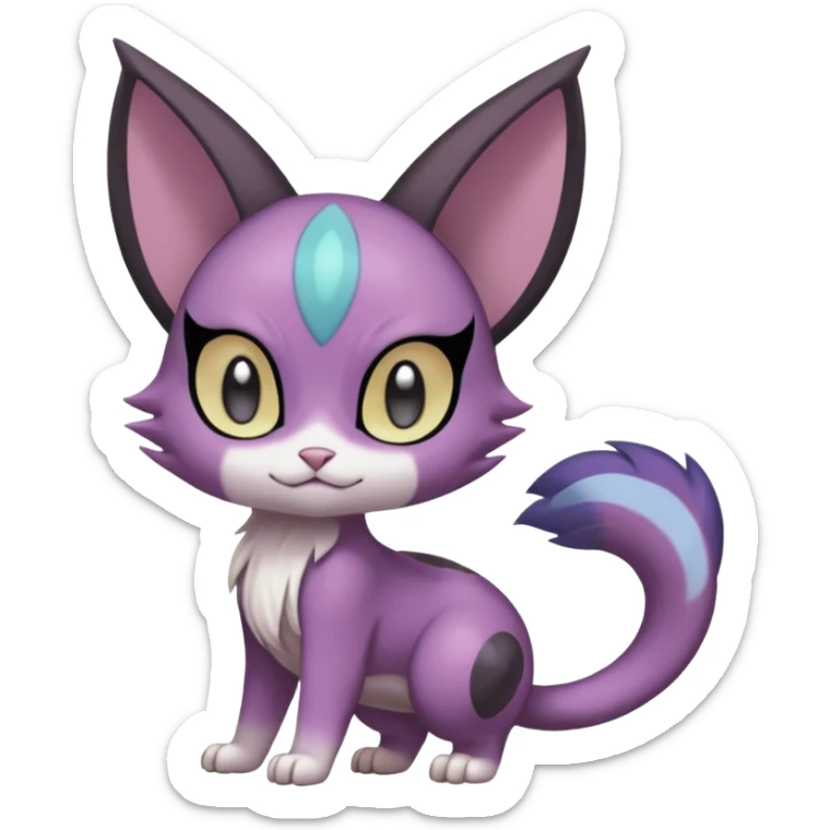 Smooth Soft Dark Pastel Meloetta-Purrloin-Gatomon-Trico-Pokémon-Digimon-Fakémon-fusion-hybrid-creature sticker
