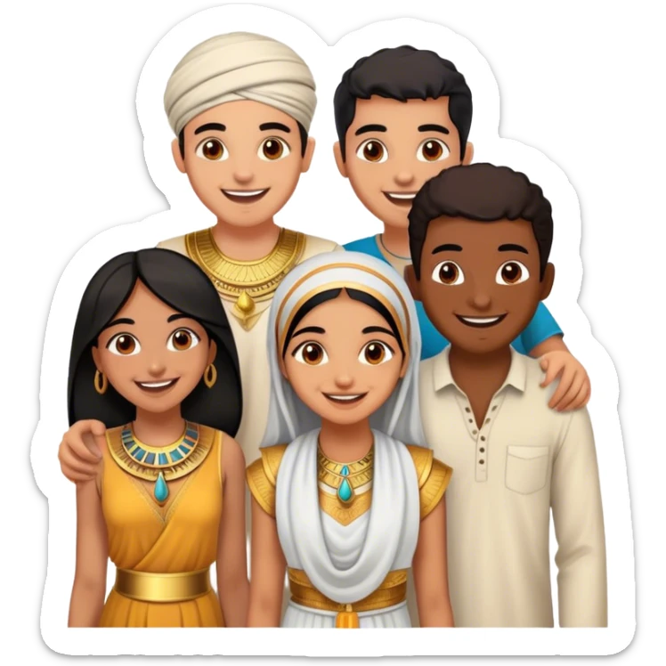 5 best friends, 1 Egyptian man, 1 indian girl 1 persian girl 1 moroccan boy 1 black boy sticker