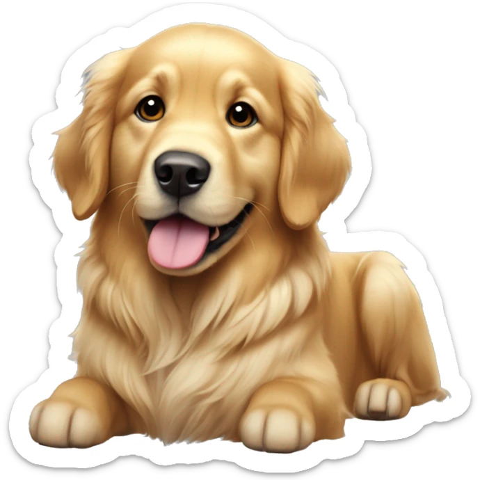I would like un chien golden retriever assis surles pattes arrières pates avat levées sticker