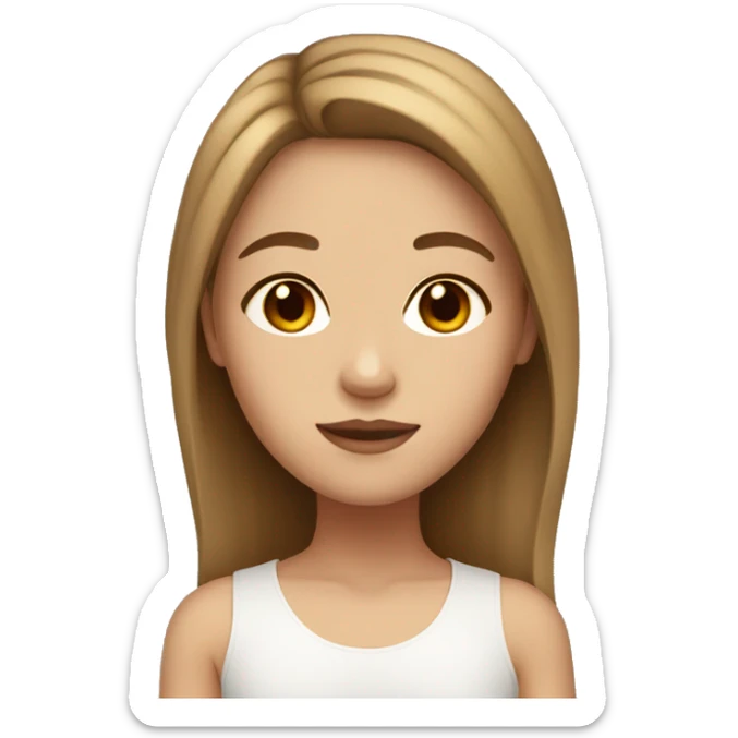 Girl with light skin brown hair and brown eyes pretty  sticker