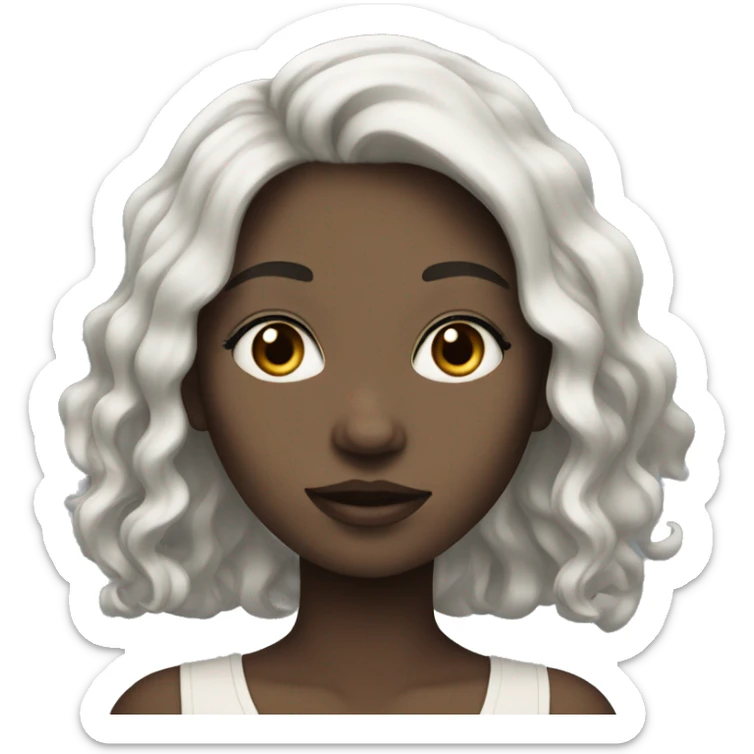 Pale girl with black wavy hair sticker