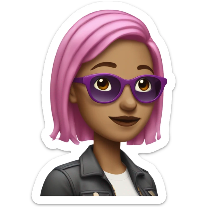 urban solo young white woman with pink hair and purple sunglasses sticker