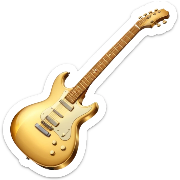 cinematic-realistic-guitar,-polished-metal,-warm-golden-reflections-dancing-along-its-surface,-soft-hands-carefully-positioned-over-the-keys,-glowing-with-an-elegant-and-airy-charm. sticker