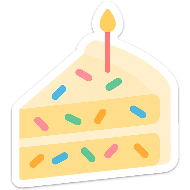 slice of funfetti birthday cake sticker