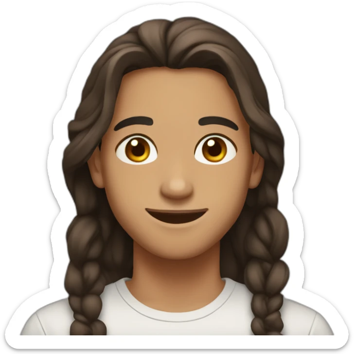 An Maghreb teenager with a middle part and brown hair. He smile and has a clear complexion. sticker