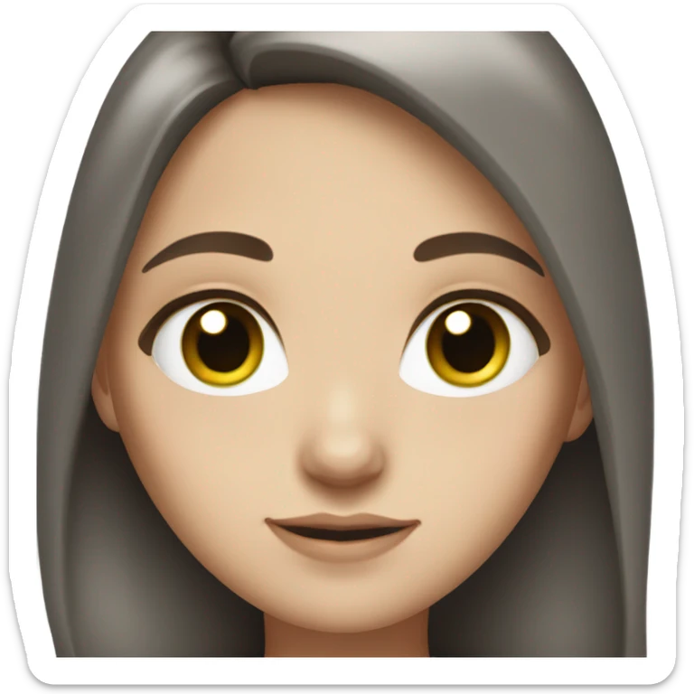White girl with long dark brown hair and green/grey eyes  sticker