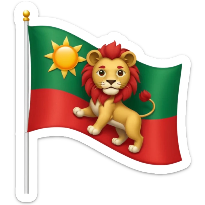 Small Lion and sun logo at the middle of flag in the red white and green flag(up to down ) sticker