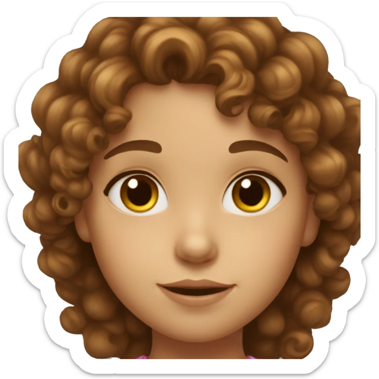 5 year old girl with curly brown hair and brown eyes sticker
