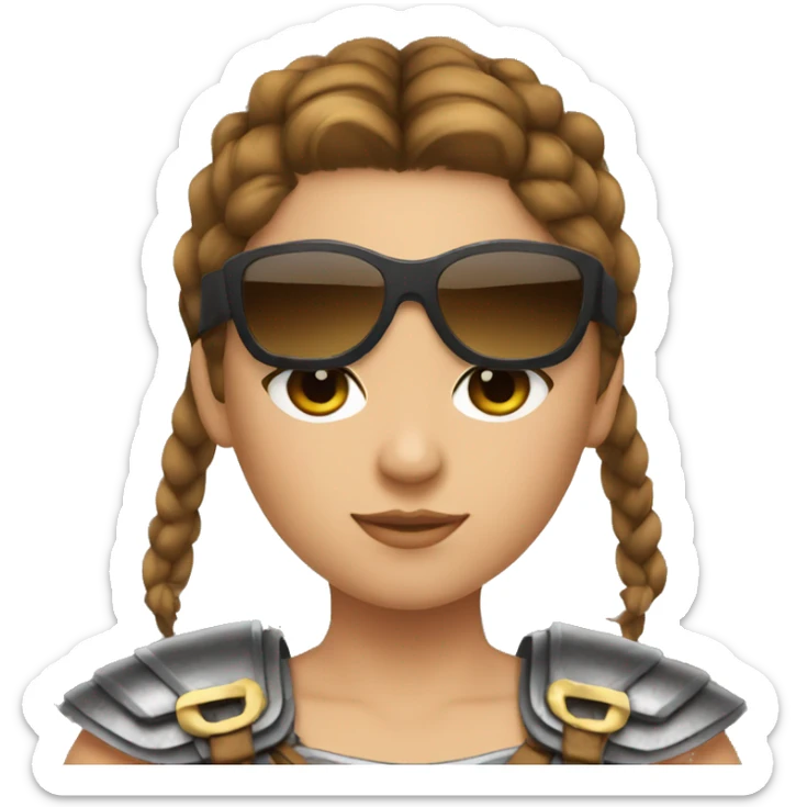 Girl gladiator with French braids, brown hair and sunglasses sticker