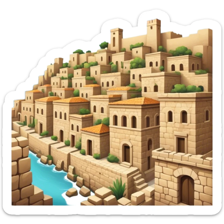 Byblos Old City Landmark Emoji – Portraying the historic stone houses, narrow streets, and Phoenician ruins. sticker