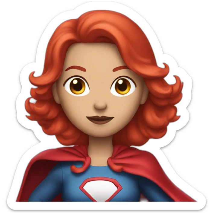 A red-haired woman in an American-themed superhero costume sticker
