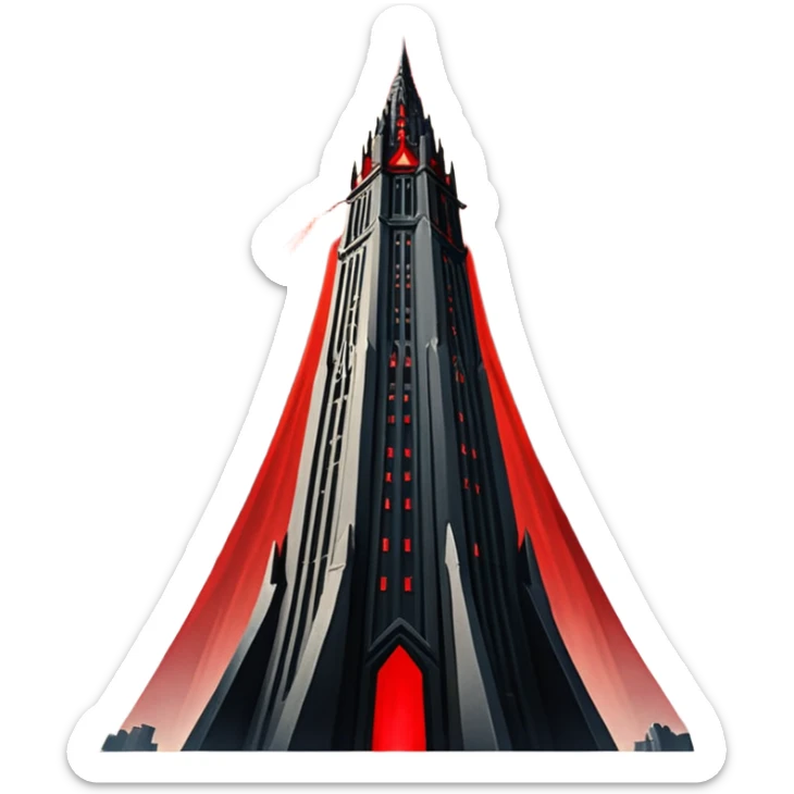 Barad Dúr from Lord of the Rings, Dark, giant Tower, with red beams shooting from the top into the sky sticker