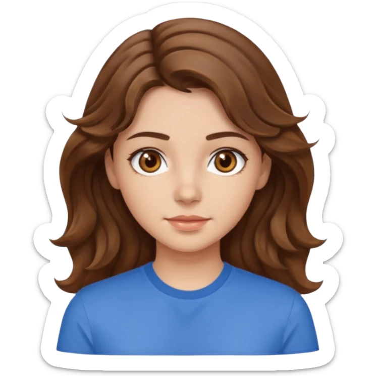 brown hair, hazel eyes, blue shirt, wavy hair pretty girl sticker