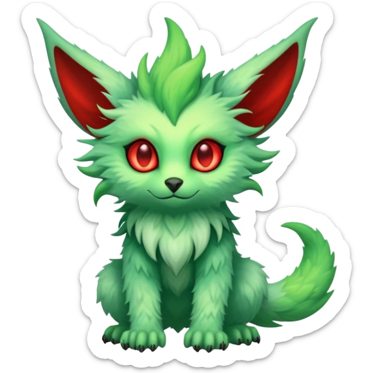 Cute Cool Edgy Green Red ethereal Fionbri-Vernid-Trico-animal-creature full body sticker