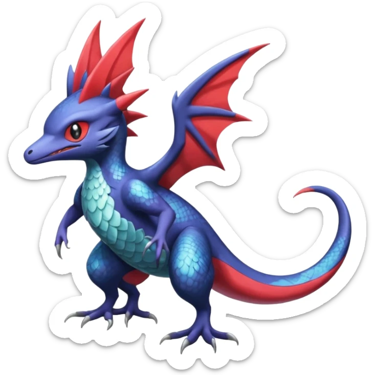 Shiny Noibat-Nargacuga-Salamence-Silvally-Fakémon-hybrid-creature (full body)  sticker