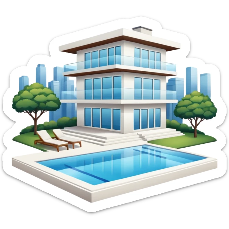 modern house on the hill, with a pool ON THE HILL WITH VIEW OF THE CITY sticker
