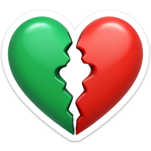 A green heart and black heart mixed together so black on one side and green on the other side sticker
