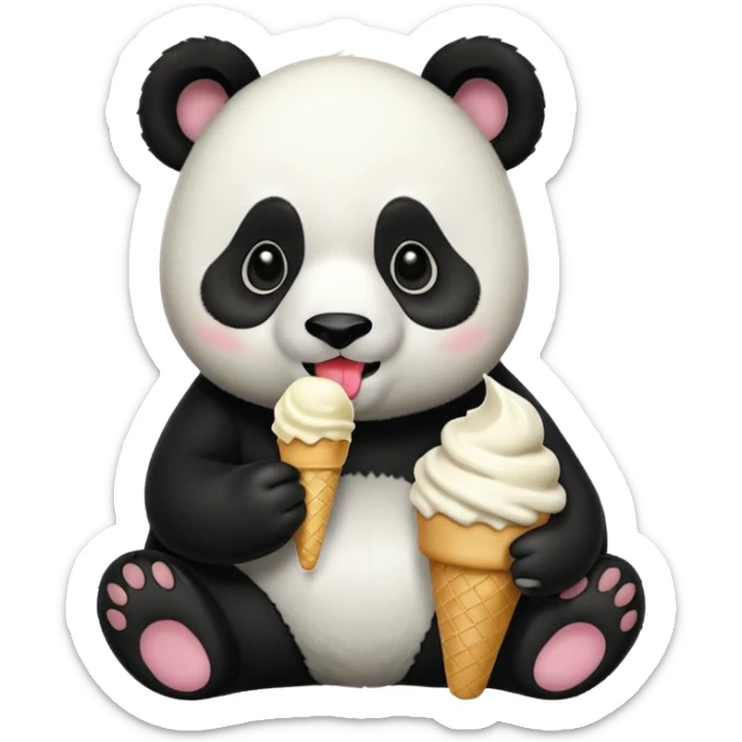 Panda eating ice cream sticker