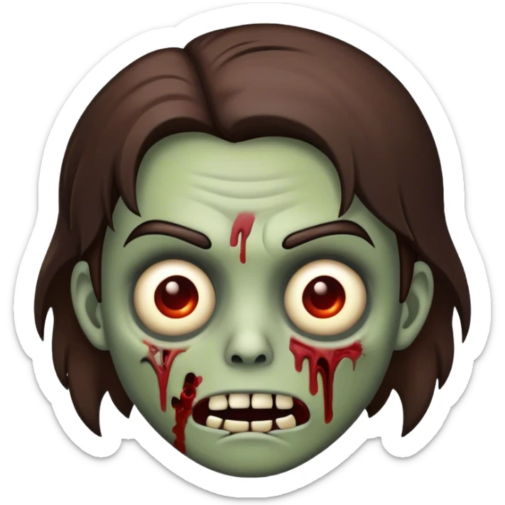 me faça um emoji de zumbi, com o cabelo médio castanho escuro sticker