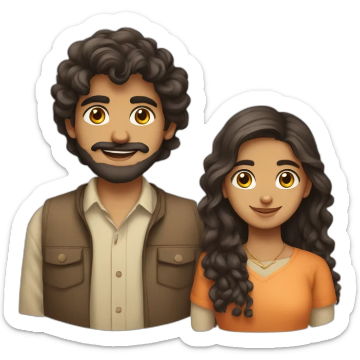 indian gujarati 21 year old brother with a beard and teenager sister with wavy hair sticker
