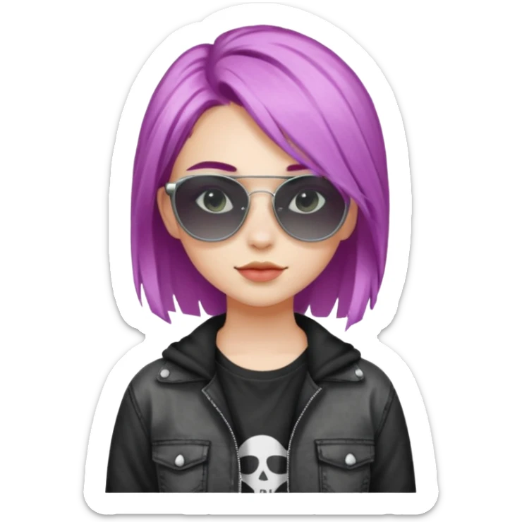 stylish teen girl wearing shades and dyed her hair, grunge outfit sticker