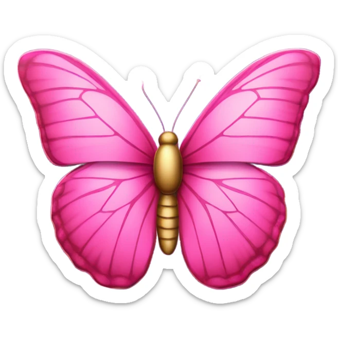 Large beautiful pink butterfly sitting on top of springtime flowers with glitter  sticker