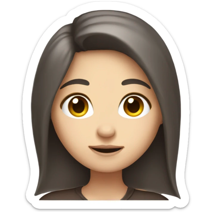 White girl with long dark brown hair and fingers crossed sticker