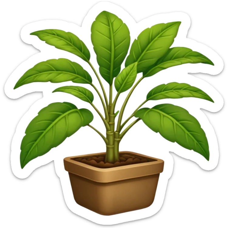 plantas abundantes tipo helecho en macetas rectangulares color café sticker