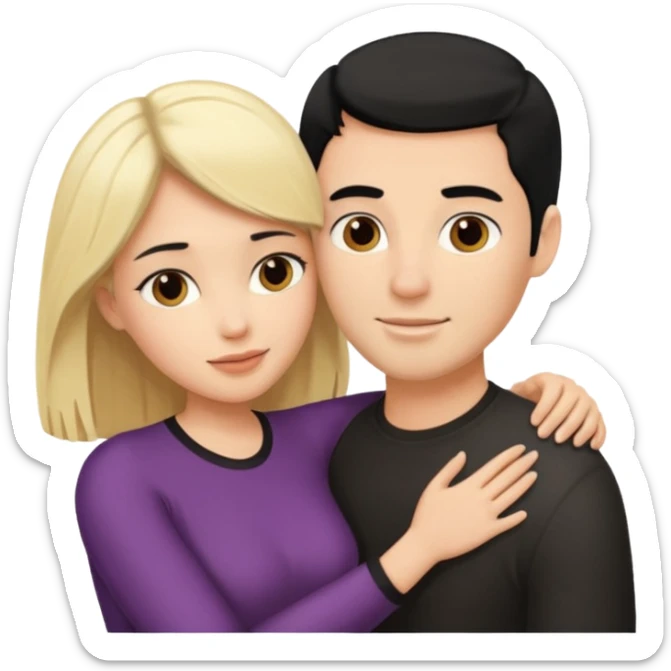 Liebespaar blonder man und schwarz haarige frau sticker