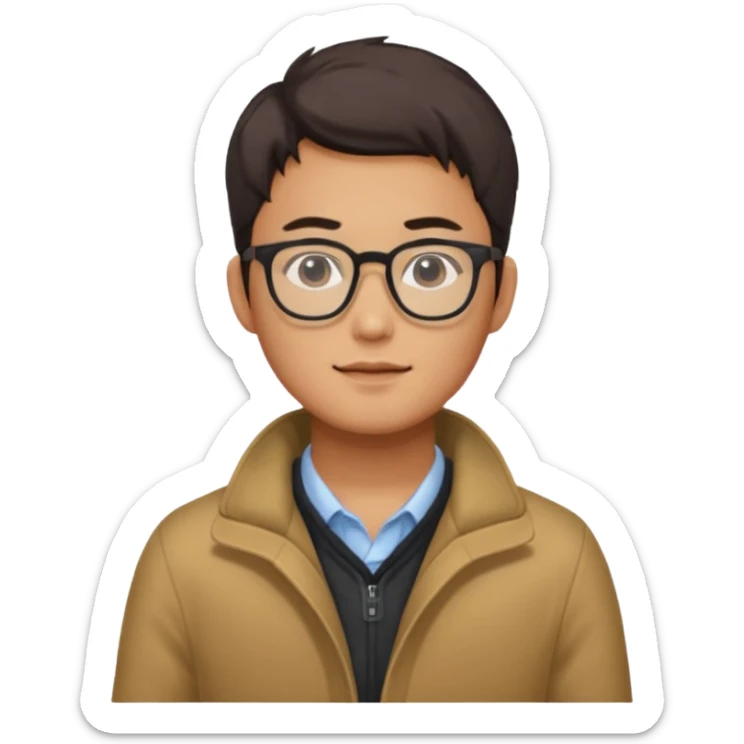 Korean 31-year-old male marketer / Wears warm clothes / Wears glasses sticker