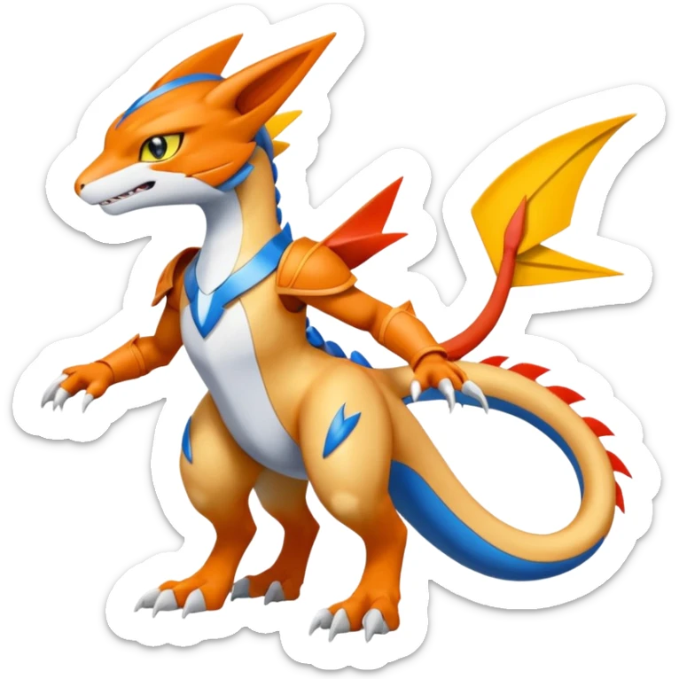 Gabite-Veemon-Digimon-Latias-Peppercat-Pokémon-Flamedramon-fusion-animal-hybrid-creature, Full body  sticker