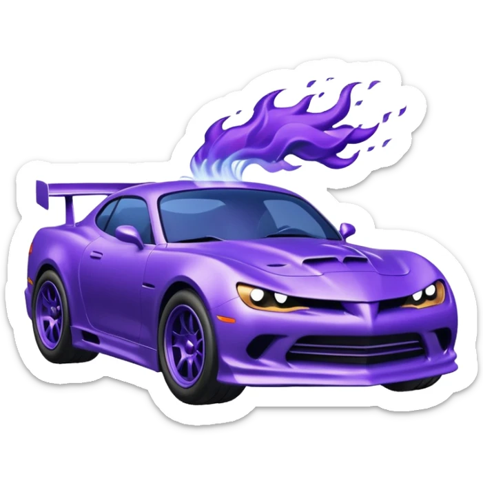 Purple car drifting with navy blue flames coming out of the rear tires. sticker