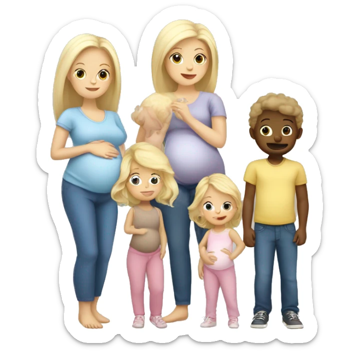 White family of 4, blonde pregnant mom, 2 toddler girls one blonde one brunette sticker