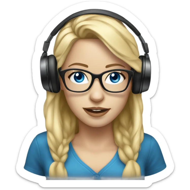 
Realistic Female dj blue eyes blonde hair wearing glasses and headset
 sticker