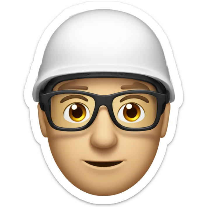 Caucasian man wearing ski mask a safety helmet, earplugs and glasses  sticker